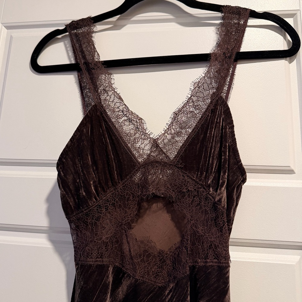 S | Fits XS | Zara Brown Maxi Dress 90s Cutout - Picture 4 of 6